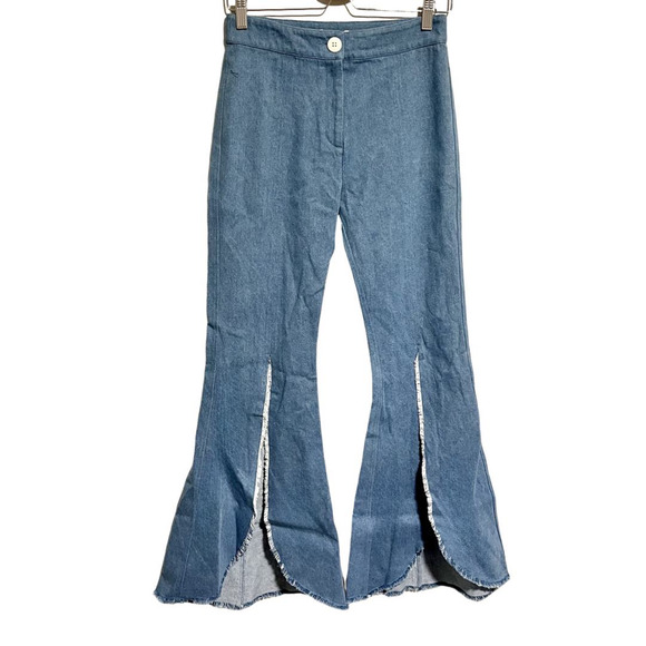 Revolve Petersyn Malibu Slit Front Raw Hem Flare Jeans BRAND NEW Boho - Picture 2 of 14